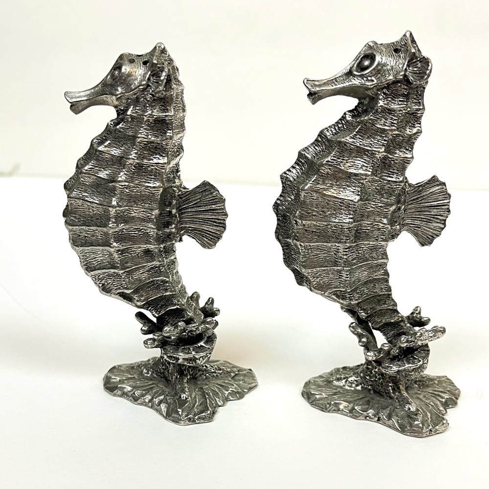 Seahorse Pewter Salt Pepper Shakers Set - Picture 5 of 10